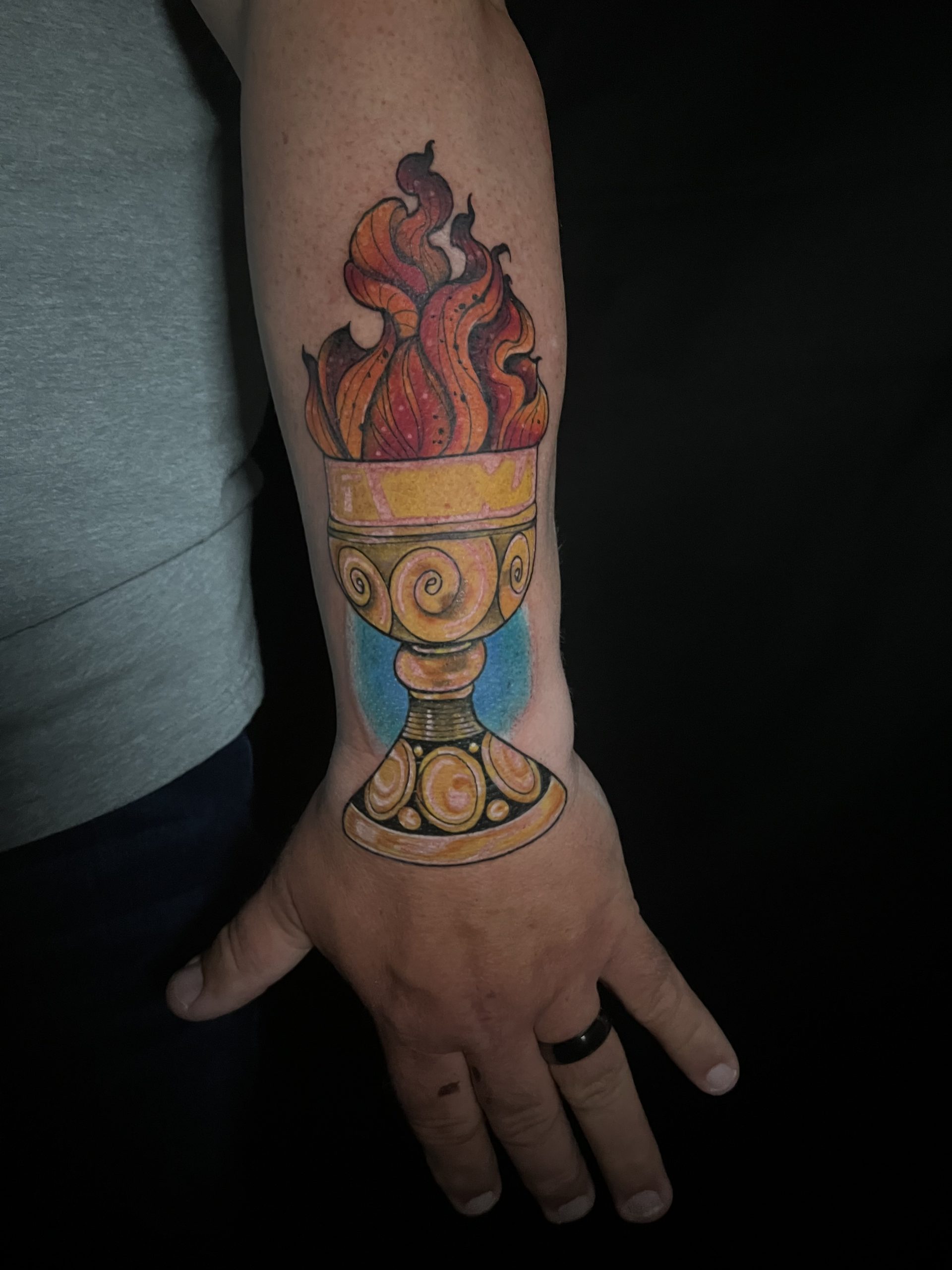 full color chalice tattoo done by tktattz