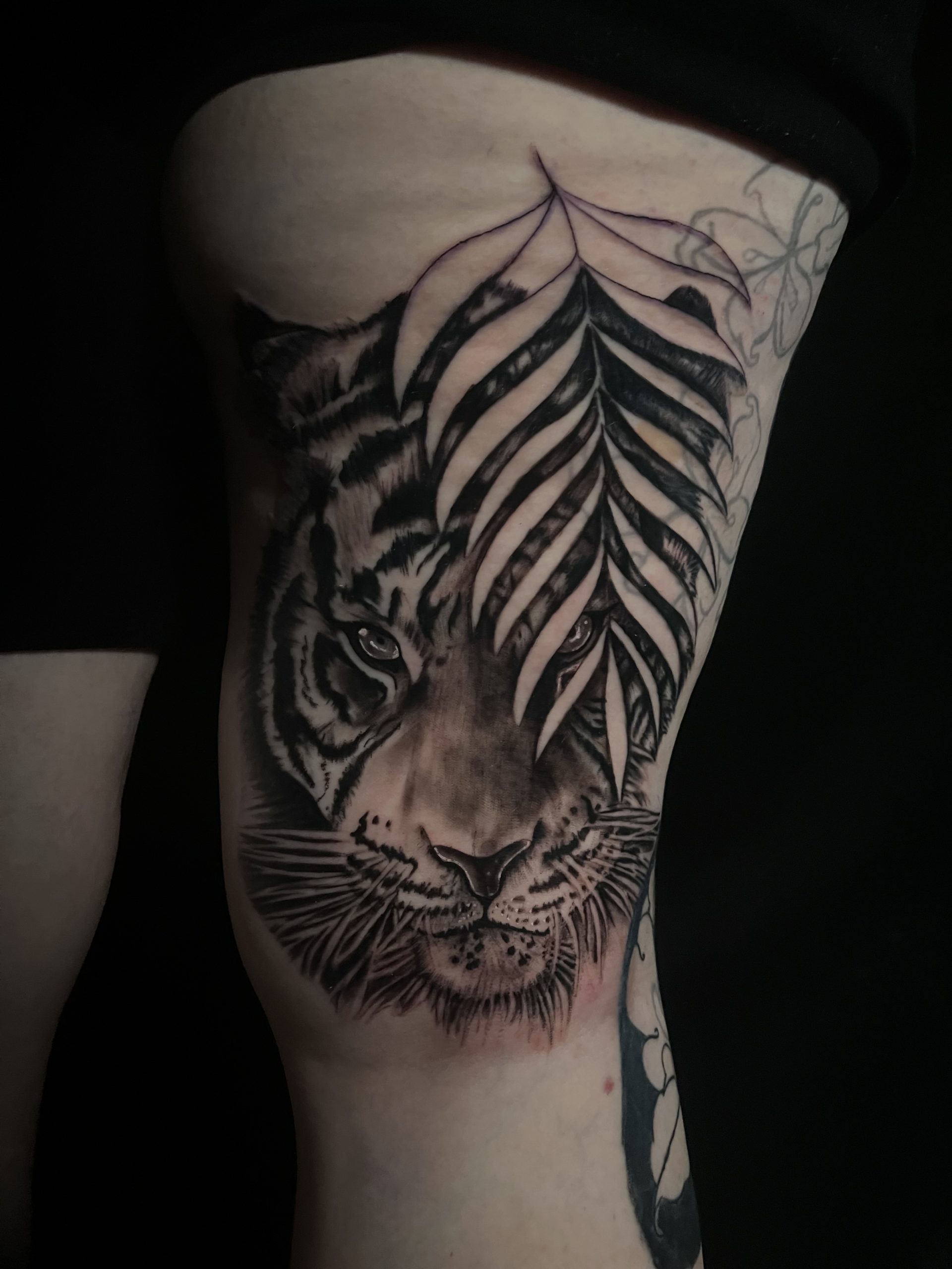 Tiger cover up tattoo done by tktattz